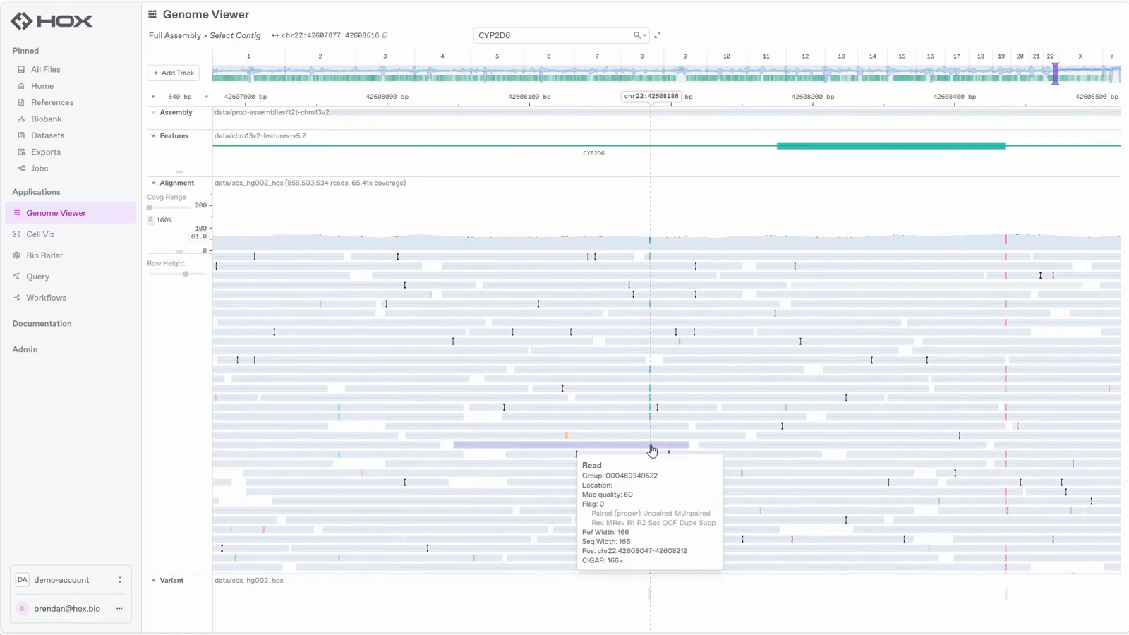 Genome viewer at read level